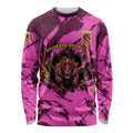 Personalised Brisbane Broncos Long Sleeve Shirt Fierce Horse Mascot In Pink Aboriginal Dot Art Style