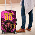 Personalised Brisbane Broncos Luggage Cover Fierce Horse Mascot In Pink Aboriginal Dot Art Style