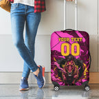 Personalised Brisbane Broncos Luggage Cover Fierce Horse Mascot In Pink Aboriginal Dot Art Style