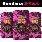 Personalised Brisbane Broncos Neck Gaiter Fierce Horse Mascot In Pink Aboriginal Dot Art Style