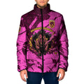 Personalised Brisbane Broncos Padded Jacket Fierce Horse Mascot In Pink Aboriginal Dot Art Style