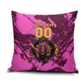 Personalised Brisbane Broncos Pillow Cover Fierce Horse Mascot In Pink Aboriginal Dot Art Style