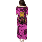 Personalised Brisbane Broncos Puletasi Fierce Horse Mascot In Pink Aboriginal Dot Art Style