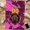 Personalised Brisbane Broncos Puzzle Fierce Horse Mascot In Pink Aboriginal Dot Art Style