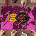 Personalised Brisbane Broncos Puzzle Fierce Horse Mascot In Pink Aboriginal Dot Art Style