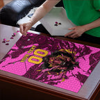Personalised Brisbane Broncos Puzzle Fierce Horse Mascot In Pink Aboriginal Dot Art Style