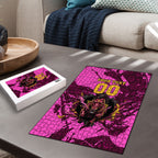 Personalised Brisbane Broncos Puzzle Fierce Horse Mascot In Pink Aboriginal Dot Art Style