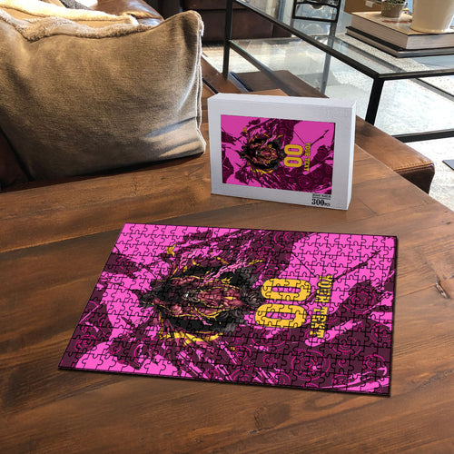 Personalised Brisbane Broncos Puzzle Fierce Horse Mascot In Pink Aboriginal Dot Art Style