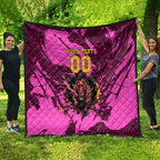 Personalised Brisbane Broncos Quilt Fierce Horse Mascot In Pink Aboriginal Dot Art Style
