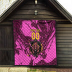 Personalised Brisbane Broncos Quilt Fierce Horse Mascot In Pink Aboriginal Dot Art Style