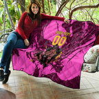 Personalised Brisbane Broncos Quilt Fierce Horse Mascot In Pink Aboriginal Dot Art Style