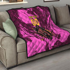 Personalised Brisbane Broncos Quilt Fierce Horse Mascot In Pink Aboriginal Dot Art Style
