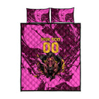 Personalised Brisbane Broncos Quilt Bed Set Fierce Horse Mascot In Pink Aboriginal Dot Art Style