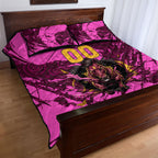 Personalised Brisbane Broncos Quilt Bed Set Fierce Horse Mascot In Pink Aboriginal Dot Art Style