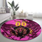 Personalised Brisbane Broncos Round Carpet Fierce Horse Mascot In Pink Aboriginal Dot Art Style