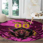 Personalised Brisbane Broncos Round Carpet Fierce Horse Mascot In Pink Aboriginal Dot Art Style