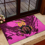 Personalised Brisbane Broncos Rubber Doormat Fierce Horse Mascot In Pink Aboriginal Dot Art Style