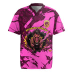 Personalised Brisbane Broncos Rugby Jersey Fierce Horse Mascot In Pink Aboriginal Dot Art Style