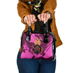 Personalised Brisbane Broncos Shoulder Handbag Fierce Horse Mascot In Pink Aboriginal Dot Art Style