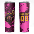 Personalised Brisbane Broncos Skinny Tumbler Fierce Horse Mascot In Pink Aboriginal Dot Art Style