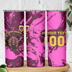 Personalised Brisbane Broncos Skinny Tumbler Fierce Horse Mascot In Pink Aboriginal Dot Art Style