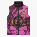 Personalised Brisbane Broncos Sleeveless Puffer Jacket Fierce Horse Mascot In Pink Aboriginal Dot Art Style