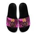 Personalised Brisbane Broncos Slide Sandals Fierce Horse Mascot In Pink Aboriginal Dot Art Style
