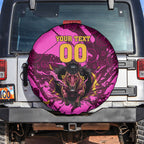 Personalised Brisbane Broncos Spare Tire Cover Fierce Horse Mascot In Pink Aboriginal Dot Art Style