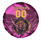 Personalised Brisbane Broncos Spare Tire Cover Fierce Horse Mascot In Pink Aboriginal Dot Art Style