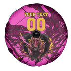 Personalised Brisbane Broncos Spare Tire Cover Fierce Horse Mascot In Pink Aboriginal Dot Art Style