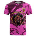 Personalised Brisbane Broncos T Shirt Fierce Horse Mascot In Pink Aboriginal Dot Art Style