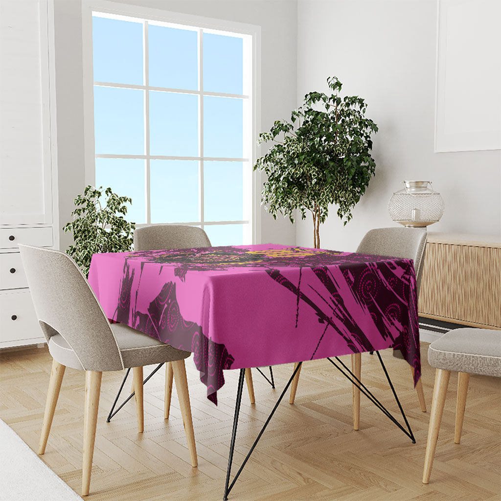 Personalised Brisbane Broncos Tablecloth Fierce Horse Mascot In Pink Aboriginal Dot Art Style