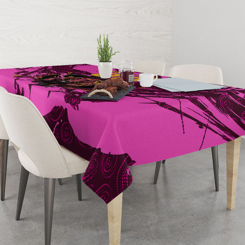 Personalised Brisbane Broncos Tablecloth Fierce Horse Mascot In Pink Aboriginal Dot Art Style