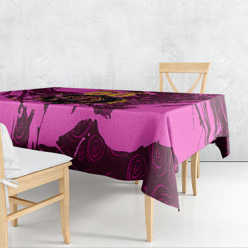 Personalised Brisbane Broncos Tablecloth Fierce Horse Mascot In Pink Aboriginal Dot Art Style