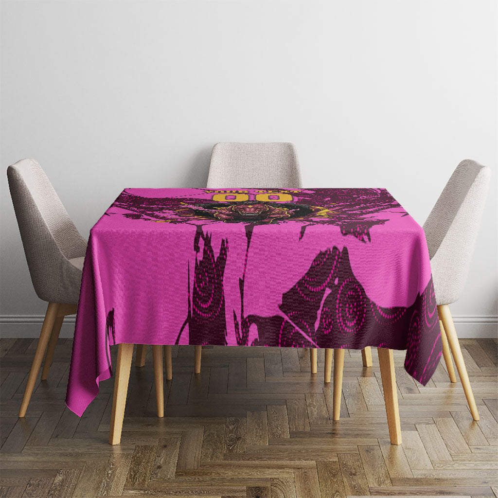 Personalised Brisbane Broncos Tablecloth Fierce Horse Mascot In Pink Aboriginal Dot Art Style