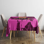 Personalised Brisbane Broncos Tablecloth Fierce Horse Mascot In Pink Aboriginal Dot Art Style