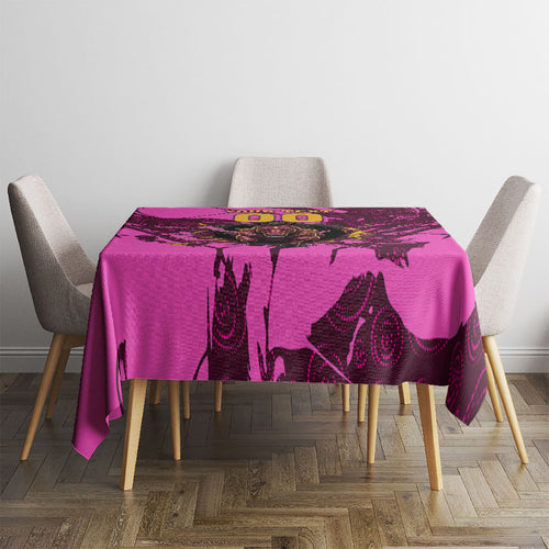 Personalised Brisbane Broncos Tablecloth Fierce Horse Mascot In Pink Aboriginal Dot Art Style