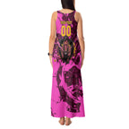 Personalised Brisbane Broncos Tank Maxi Dress Fierce Horse Mascot In Pink Aboriginal Dot Art Style