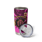 Personalised Brisbane Broncos Tumbler Cup Fierce Horse Mascot In Pink Aboriginal Dot Art Style