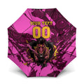 Personalised Brisbane Broncos Umbrella Fierce Horse Mascot In Pink Aboriginal Dot Art Style