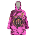 Personalised Brisbane Broncos Wearable Blanket Hoodie Fierce Horse Mascot In Pink Aboriginal Dot Art Style