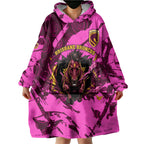 Personalised Brisbane Broncos Wearable Blanket Hoodie Fierce Horse Mascot In Pink Aboriginal Dot Art Style
