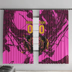 Personalised Brisbane Broncos Window Curtain Fierce Horse Mascot In Pink Aboriginal Dot Art Style