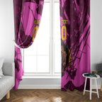 Personalised Brisbane Broncos Window Curtain Fierce Horse Mascot In Pink Aboriginal Dot Art Style