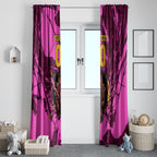 Personalised Brisbane Broncos Window Curtain Fierce Horse Mascot In Pink Aboriginal Dot Art Style