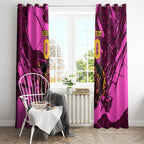 Personalised Brisbane Broncos Window Curtain Fierce Horse Mascot In Pink Aboriginal Dot Art Style