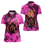 Personalised Brisbane Broncos Women Polo Shirt Fierce Horse Mascot In Pink Aboriginal Dot Art Style