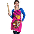 Custom Rugby Broncos Apron Muscular Horse Mascot With Flag In Pink