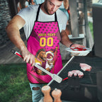 Custom Rugby Broncos Apron Muscular Horse Mascot With Flag In Pink