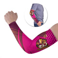 Custom Rugby Broncos Arm Sleeves Muscular Horse Mascot With Flag In Pink